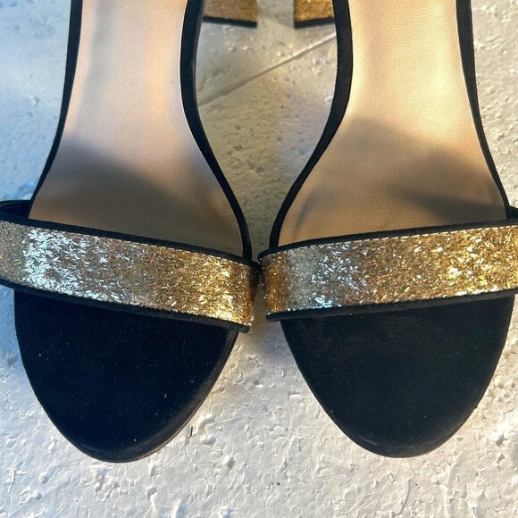 Mix No.6 SZ 9 Cym Gold Glitter Ankle Strap Heels Dressy Formal Prom Club Wedding - Picture 4 of 9